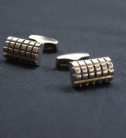 Neutral Grid Steel Cufflinks