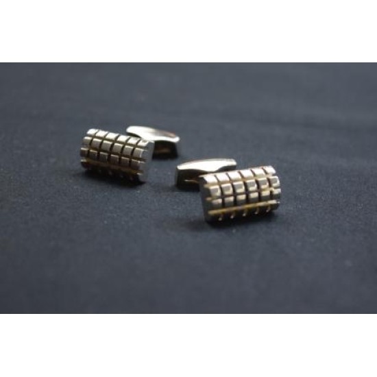 Neutral Grid Steel Cufflinks