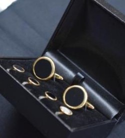 Gold with Black Cufflinks & Studs