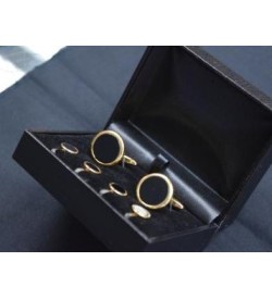 Gold with Black Cufflinks & Studs