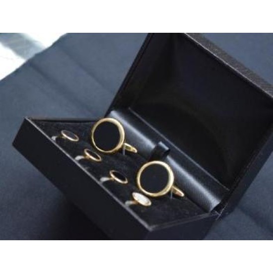 Gold with Black Cufflinks & Studs