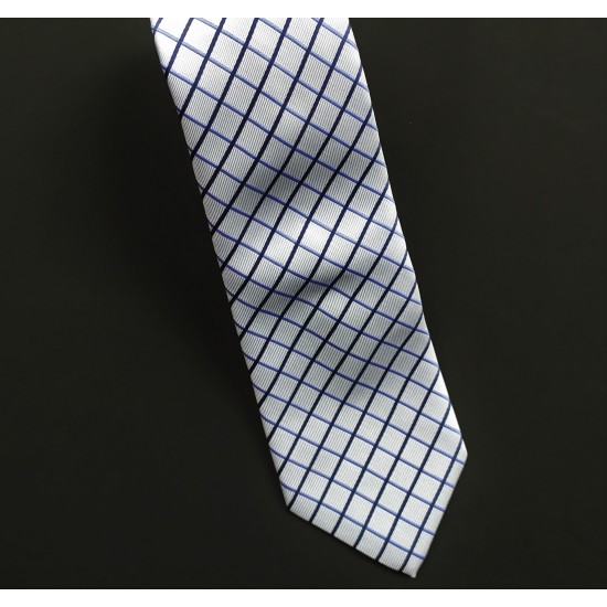 Grey w/ Navy Checks Tie