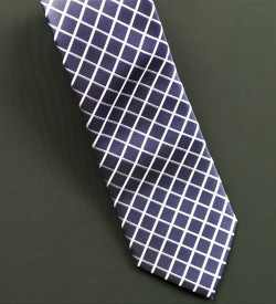 Navy w/Silver Checks Tie