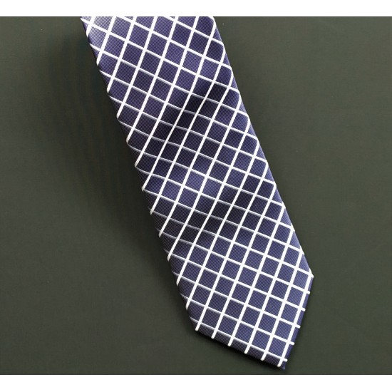 Navy w/Silver Checks Tie