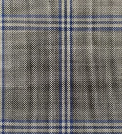 180's Wool & Cashmere - Light Grey w/ Blue Check