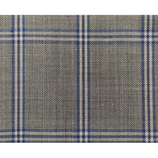 180's Wool & Cashmere - Light Grey w/ Blue Check