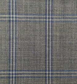 180's Wool & Cashmere - Medium Grey w/ Blue Check