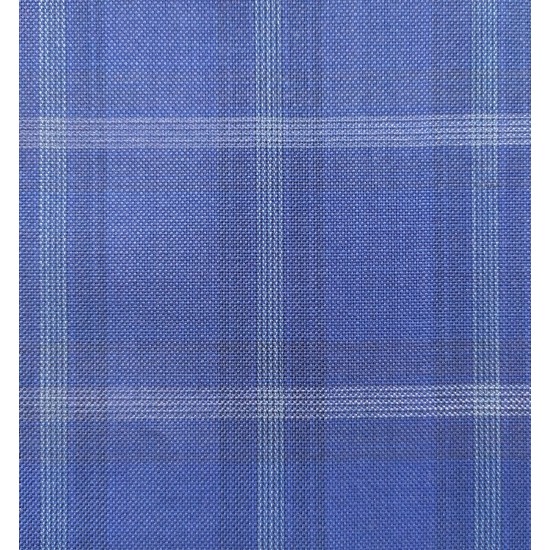 180's Wool & Cashmere - Medium Blue Check