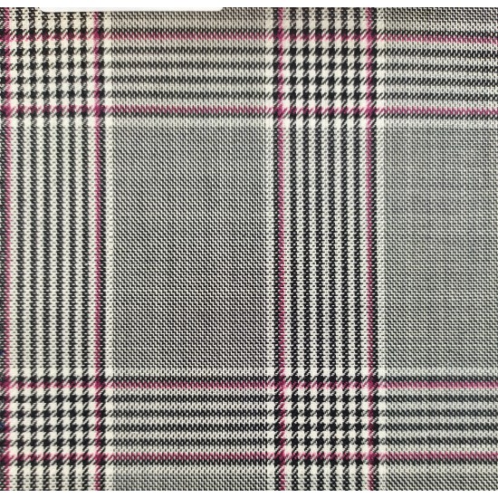 180's Wool & Cashmere - Light Grey w/ Pink Check