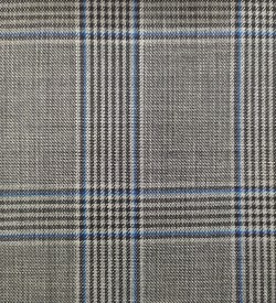 180's Wool & Cashmere - Medium Grey w/ Blue Check