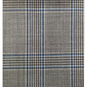 180's Wool & Cashmere - Medium Grey w/ Blue Check