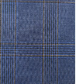 180's Wool & Cashmere - Medium Blue w/Brown Check