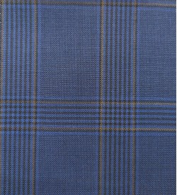 180's Wool & Cashmere - Medium Blue w/Brown Check