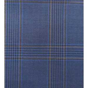 180's Wool & Cashmere - Medium Blue w/Brown Check