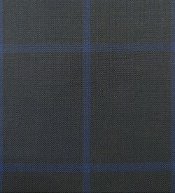 180's Wool & Cashmere - Dark Blue Windowpane Check