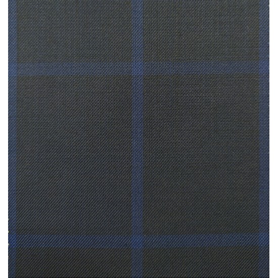 180's Wool & Cashmere - Dark Blue Windowpane Check