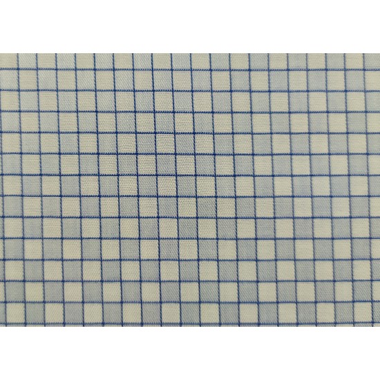 100% Cotton - Blue Grid Check