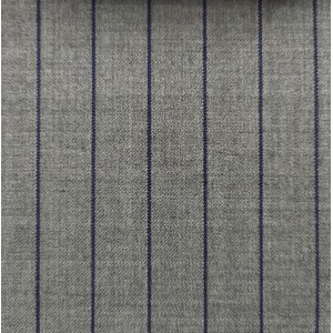 150's Wool & Cashmere - Light Grey w/ Navy Stripe