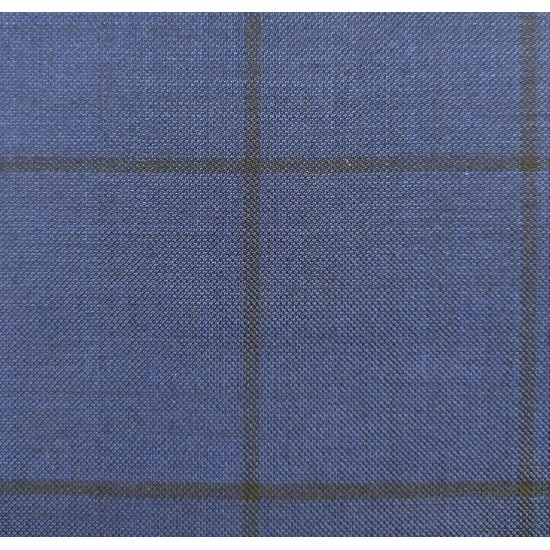 150's Wool & Cashmere - Royal Blue w/Black Windowpane