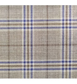 150's Wool & Cashmere - Light Grey w/ Blue Check