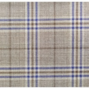 150's Wool & Cashmere - Light Grey w/ Blue Check