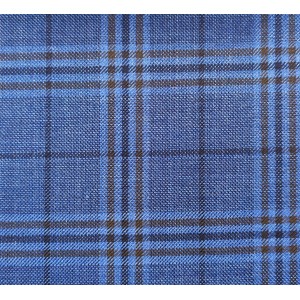 150's Wool & Cashmere - Postman Blue w/ Maroon Check