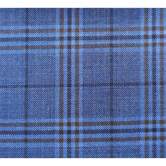 150's Wool & Cashmere - Postman Blue w/ Maroon Check