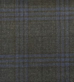 150's Wool & Cashmere - Charcoal w/Blue Check