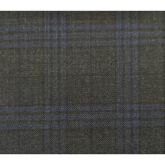 150's Wool & Cashmere - Charcoal w/Blue Check