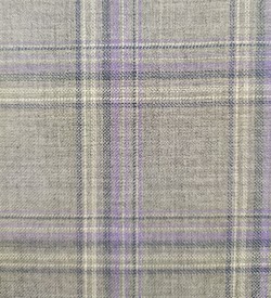 150's Wool & Cashmere - Light Grey w/ Purple Check