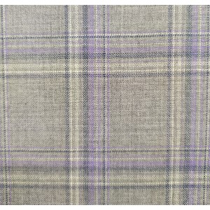150's Wool & Cashmere - Light Grey w/ Purple Check