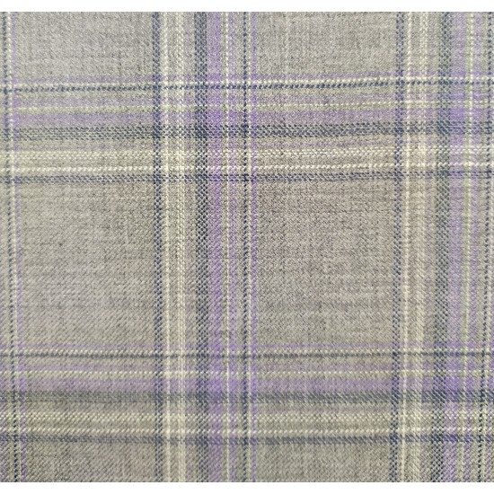 150's Wool & Cashmere - Light Grey w/ Purple Check