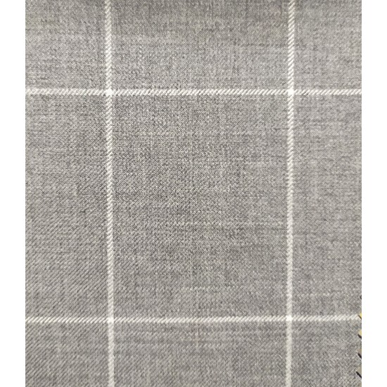 150's Wool & Cashmere - Light Grey Windowpane