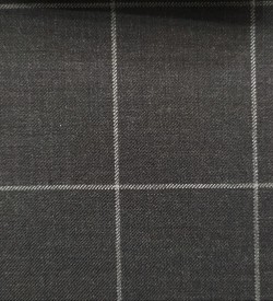 150's Wool & Cashmere - Dark Grey Windowpane