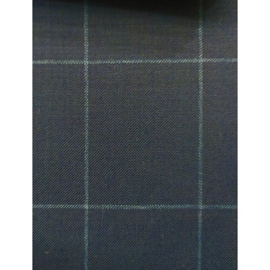 150's Wool & Cashmere - Medium Blue Windowpane